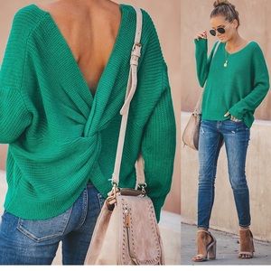 Open back high quality sweater in gray